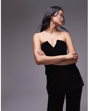 Topshop sammet bustier öppen rygg bandeau i svart