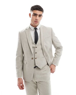 ASOS DESIGN slim passform kavaj i ull i sten tweed