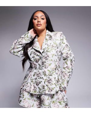ASOS LUXE Curve co-ord jacquard snörning kavaj i vintage blommönster