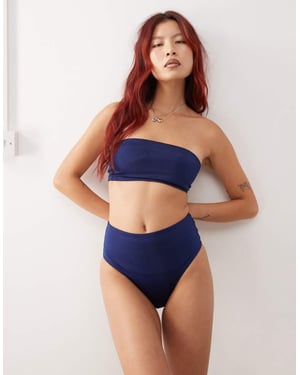 Monki mixa och matcha högttalande bikiniunderdel i marinblått
