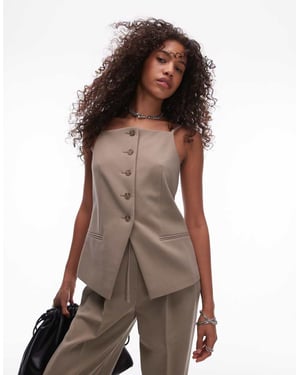 Topshop fyrkantig neck väst i kamel