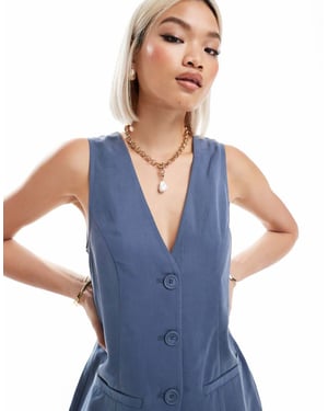 ASOS DESIGN longline waistcoat co-ord in washed blue