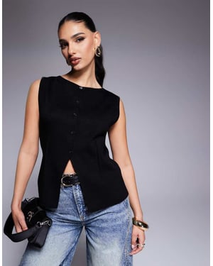 ASOS DESIGN compact structured waistcoat in black