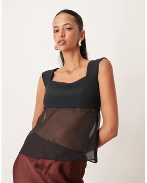 Abercrombie & Fitch genomskinlig babydoll-top i svart