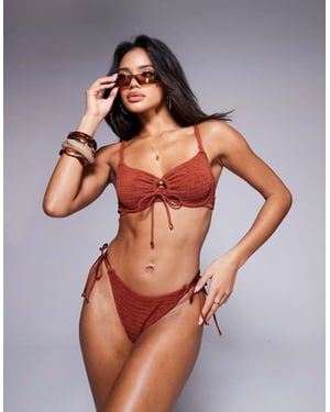 Boux Avenue Amalfi randig struktur balconette bikiniöverdel i rost