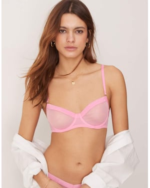 KBX Zadie balkong-bh utan vaddering med underwire i nät i babyrosa