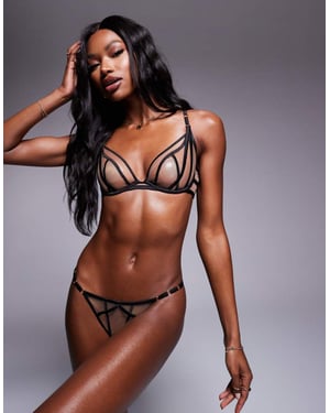 Ann Summers Genomskinlig Begär utan vaddering djup urringad bh i svart