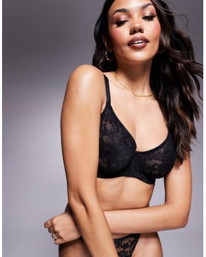 ASOS DESIGN Margot spets-bh med underwire och knytdetalj för större byst i svart