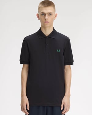 Regular Fit Short Sleeve Straight Hem Polo Shirt in Navy