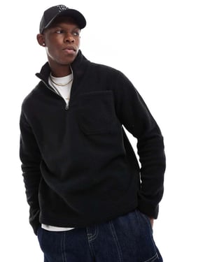 Jack & Jones fleece kvart dragkedja i svart