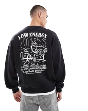 ONLY & SONS oversized sweatshirt med pizzaprim på ryggen i svart