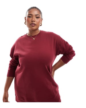 Yours crew neck sweatshirt set i burgundy