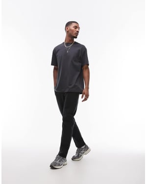 Topman straight chino trousers in black