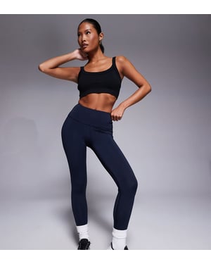 4505 Petite Icon aktiv bum-skulpterande hög midja gymleggings med innerficka i djup marinblå
