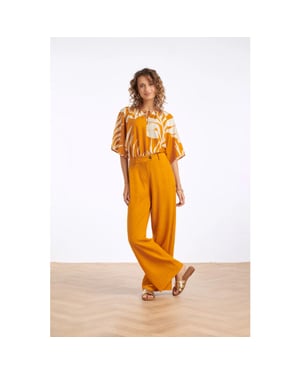 Smashed Lemon Linnen wide leg pantalon |