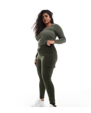 Dina cargobyxors ponte leggings i khaki