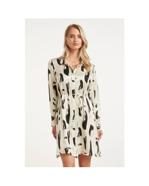 Smashed Lemon Doorknoopjurk met zwart-witte abstracte print |