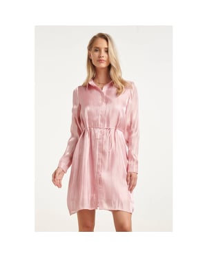 Smashed Lemon Glanzende midi-jurk met taillekoord |