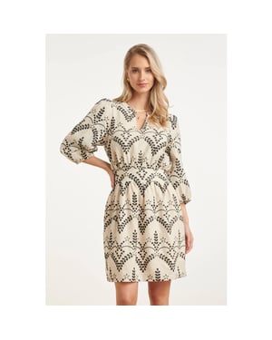 Smashed Lemon Elegante taillejurk met rijk geborduurde print |