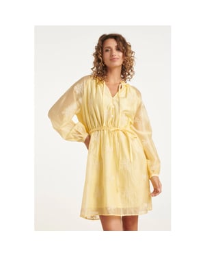 Smashed Lemon Romantische kortejurk met ruches en taillekoord |