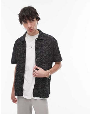 Topman avslappnad passform texturerad polo i grått