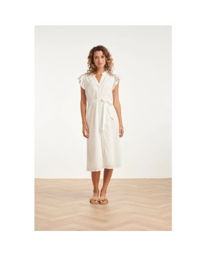 Smashed Lemon Broderie doorknoopjurk met flutter mouwen |