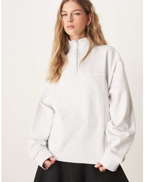 ASOS DESIGN Funnel neck half zip sweatshirt in ice marl