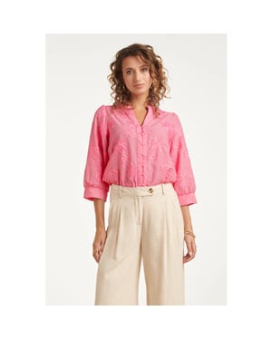 Smashed Lemon Blouse met tropisch palmborduursel |