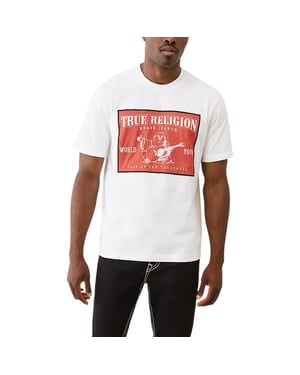True Religion Mens T Shirts Mesh SRS Logo Crew Neck Summer Soft Cotton Tee