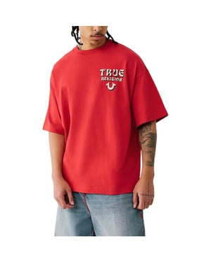 True Religion Mens T Shirts Short Sleeve Flocked Summer Crew Neck Tee