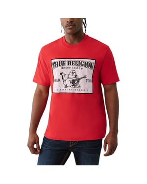 True Religion Mens T Shirts Mesh SRS Logo Crew Neck Summer Soft Cotton Tee