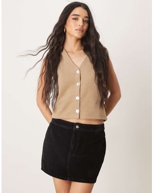 ASOS DESIGN flockad denim mini kjol i svart