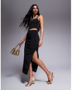 ASOS DESIGN co-ord bandage midi kjol med sömmar i svart
