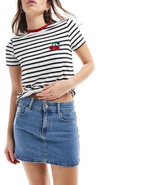 ENDAST denim mini kjol i ljus tvättad blå