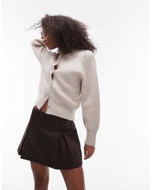 Topshop denim mini kjol med boxveck i brun
