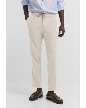 Bugatti Herren Broek met bandplooien, stretch en easy-care functie
