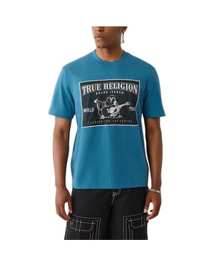 True Religion Mens T Shirts Mesh SRS Logo Crew Neck Summer Soft Cotton Tee