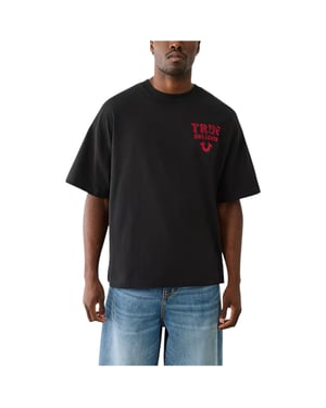 True Religion Mens T Shirts Short Sleeve Flocked Summer Crew Neck Tee