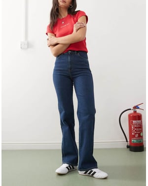 Dr Denim Lexy Bootcut midja smal passform bootcut jeans i vale mörk använd blå tvätt