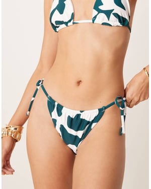 Abercrombie & Fitch swim tie side bikini bottom co-ord in abstract blue print