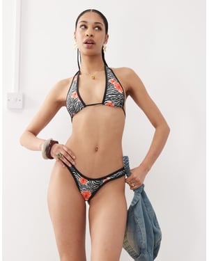 Motel farida floral zebra print bikini bottoms in multi
