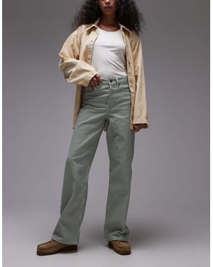 Topshop mid rise lös passform raka jeans i grön rand