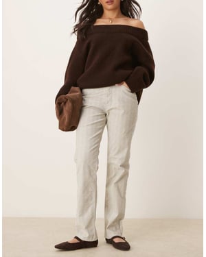 ASOS DESIGN raka ben herringbone velour jeans i grått