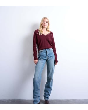 Topshop Tall Kort högmidjad rak jeans i vintageblå