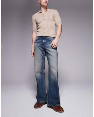 ASOS DESIGN vida flare-jeans med nyans i mellan tvättad blå