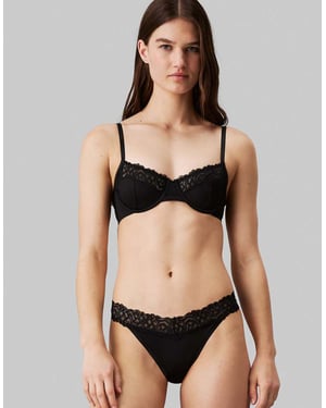 Calvin Klein Attraction lace detail demi underwire bra in black