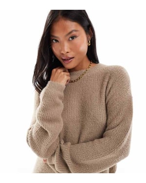 Vero Moda Petite fluffy jumper co-ord in beige
