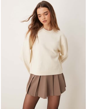 Gina Tricot crew neck knitted sweater with wide sleeves in cream