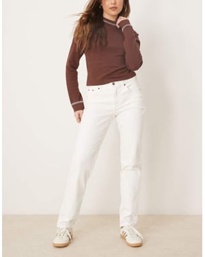 Abercrombie & Fitch mid rise straight jeans in white