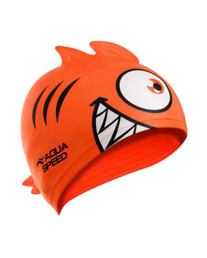 Pojkar Flickor Piranha Mönstrad Simhuvudbonad | Silikon 3D-tryck Lätt Passande Simhuvudbonad